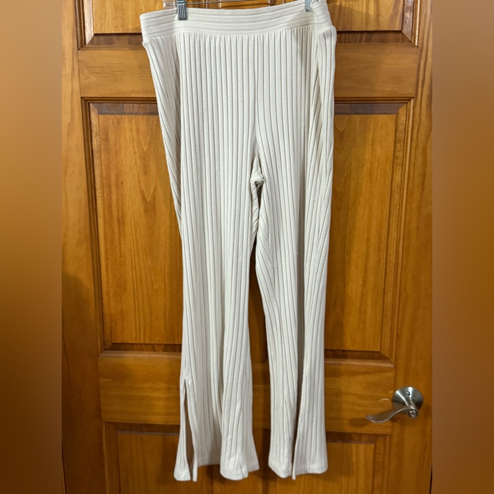 Sonoma Cream Ribbed Straight Leg Pants